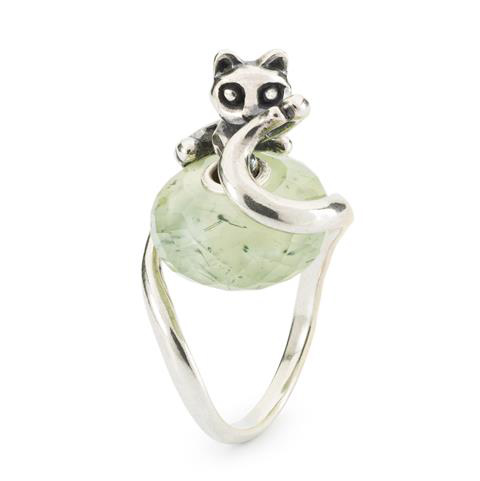 Kleines Kätzchen Fantasy Ring mit Prehnit Turmalin Quarz
