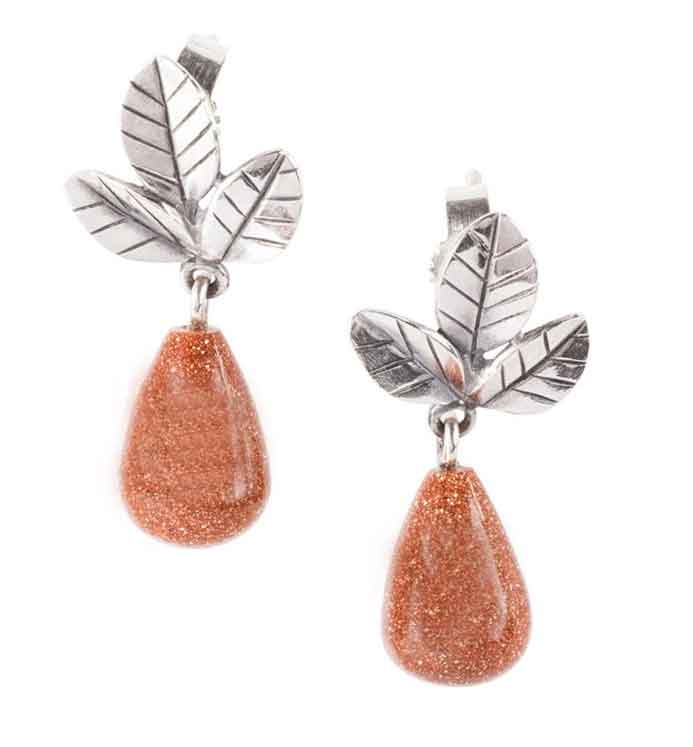 Trollbeads Blätter der Positivität Ohrstecker mit Goldstein TAGEA-00127