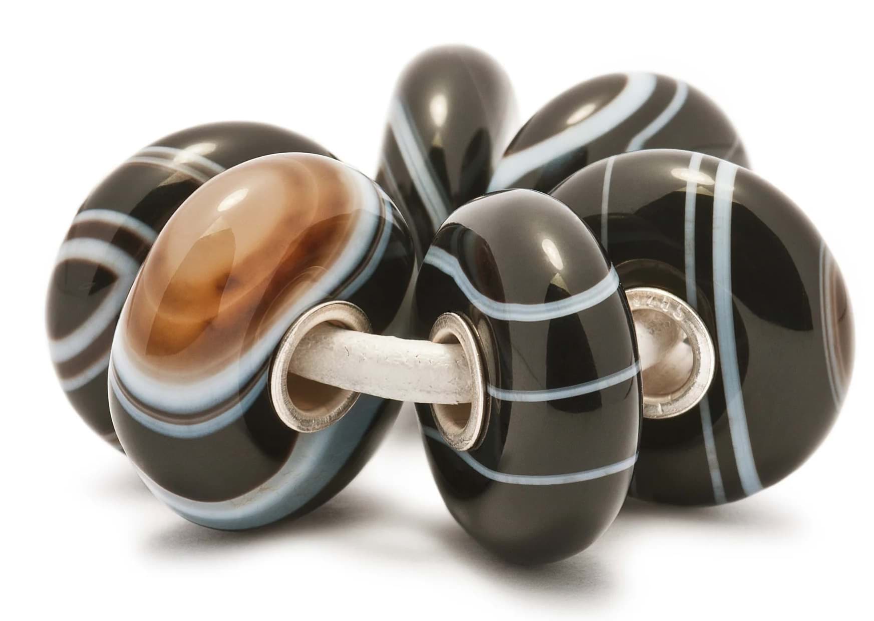 Bild von Trollbeads Gestreiftes Onyx-Set   ( 6 Stück ) 