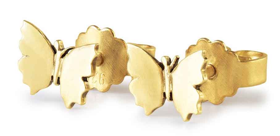 Kleiner Flügelschlag Ohrstecker, 18k vergoldet TGPEA-00008