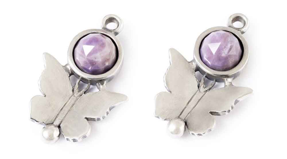 Schmetterlingskuss Ohrhaken Einhänger mit Purple JadeTAGEA-00137