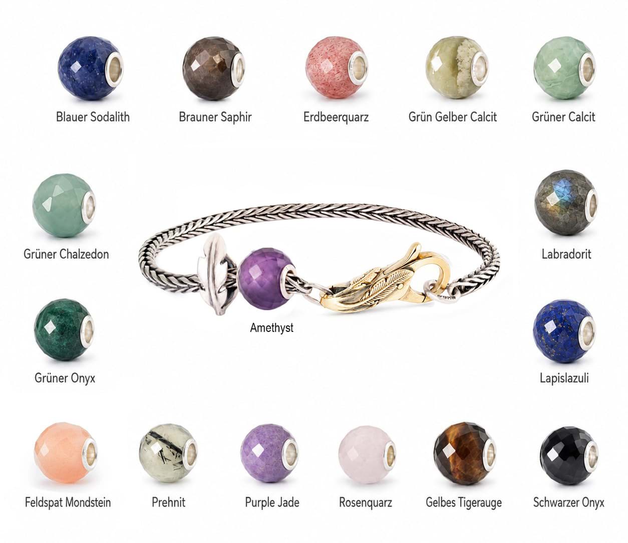 Phönixfeder Armband (Verschluss vergoldet)