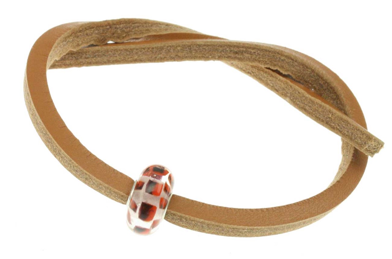 Bild von Trollbeads Unikat Single Lederarmband Hellbraun 2