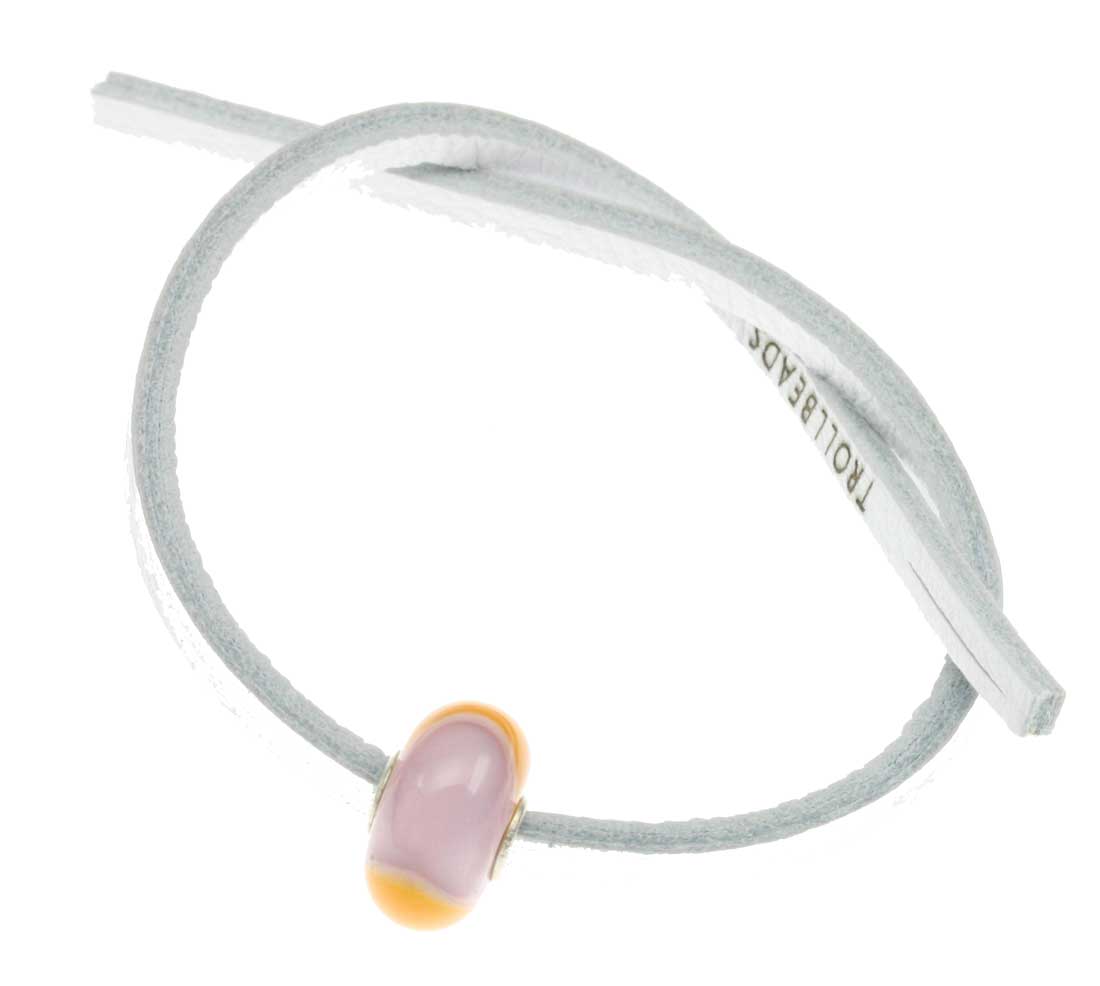 Bild von Trollbeads Single  Lederband weiß  + Glas Bead